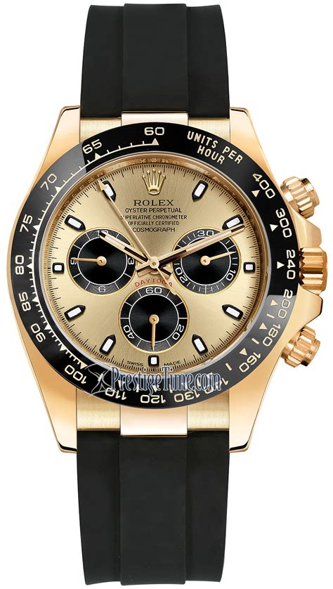 rolex cosmograph daytona yellow gold 116518ln champagne and black oysterflex|Rolex daytona oysterflex.